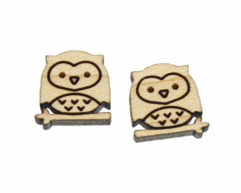 Owl on Branch Wood Stud Earring Blanks
