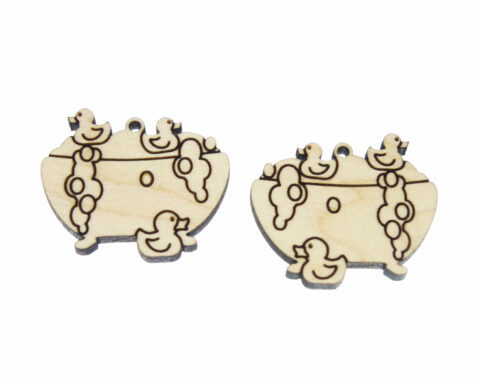 Bathtub with Rubber Ducks Wood Jewelry Blanks