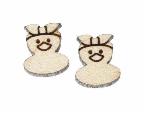 Rubber Ducks with Bows Wood Stud Earring Blanks