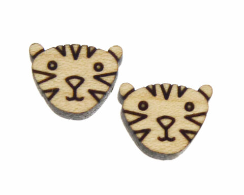 Tiger Face Wood Stud Earring Blanks