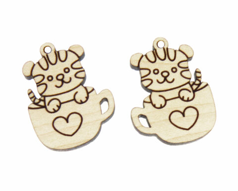 Tiger in Cup Wood Jewelry Blanks