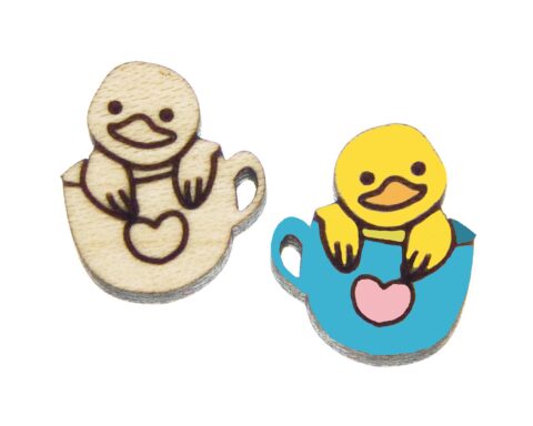 Duck in Cup Wood Stud Earring Blanks