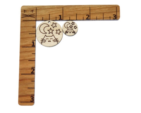 Sleeping Cat with Stars & Moon Wood Stud Earring Blanks