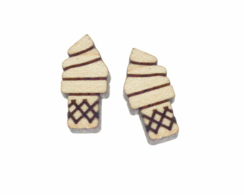 Ice Cream Cone 1 Wood Stud Earring Blanks