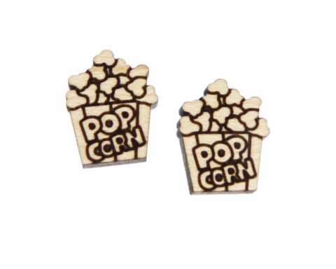 Popcorn Bucket Wood Stud Earring Blanks