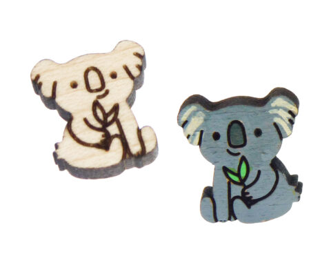 Koala with Leaf Wood Stud Earring Blanks