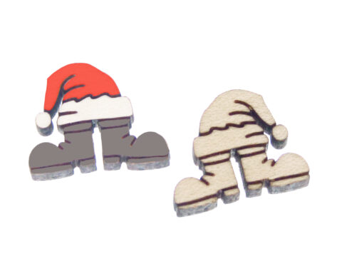 Santa Boots and Hat Wood Stud Earring Blanks