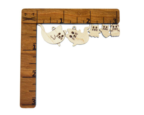 Cat Ghost 2 Wood Stud Earring Blanks