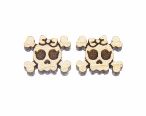 Skulls Crossbones (Bow) Wood Stud Earring Blanks