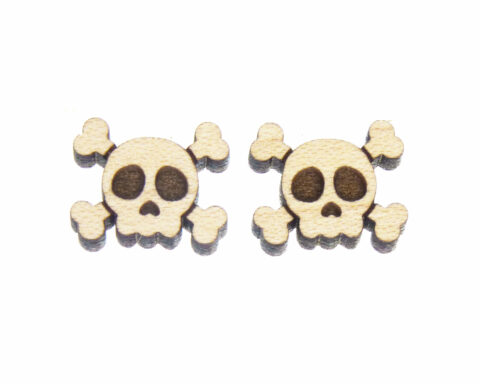 Skulls Crossbones (Plain) Wood Stud Earring Blanks