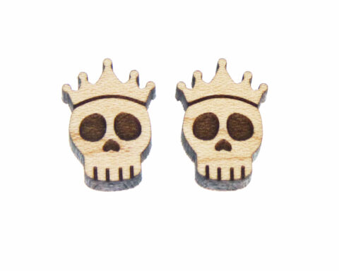 Skulls (Crown) Wood Stud Earring Blanks