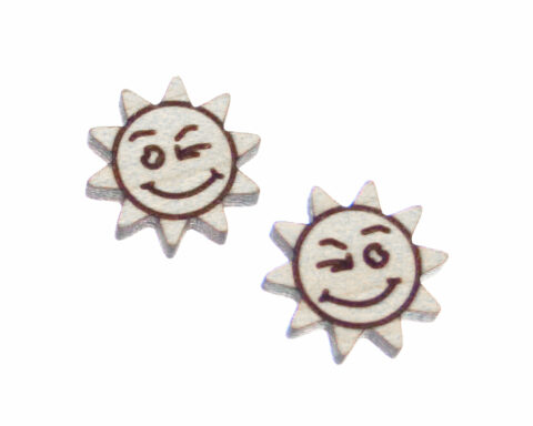 Sun (winking) Wood Stud Earring Blanks