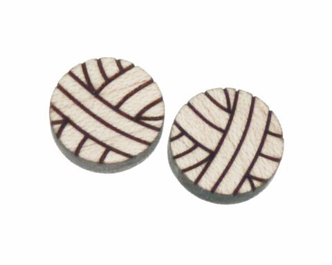 Yarn Ball D2 Wood Stud Earring Blanks