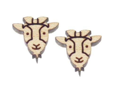 Goat Face D2 (with Bow) Wood Stud Earring Blanks
