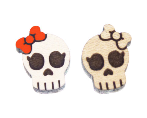 Skulls (Bows) Wood Stud Earring Blanks