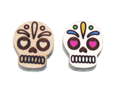 Skulls (Sugar) Wood Stud Earring Blanks