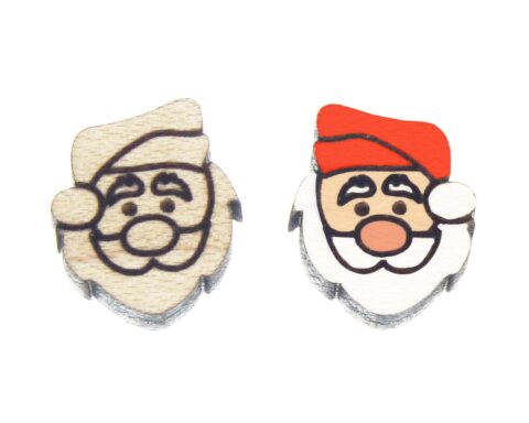 Santa 2 Wood Stud Earring Blanks