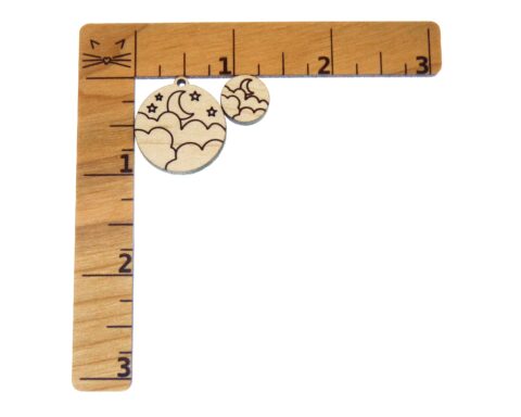 Cloud Moon and Stars Wood Jewelry Blanks