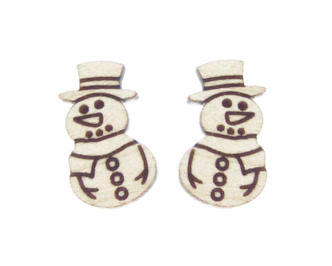 Snowman with Scarf Wood Stud Earring Blanks