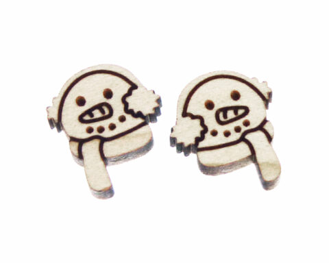 Snowman Face 02 Wood Stud Earring Blanks