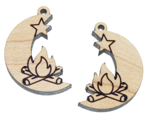 Campfire with Moon and Star Wood Jewelry Blanks