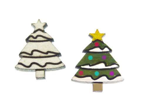 Christmas Tree (snow) Wood Stud Earring Blanks