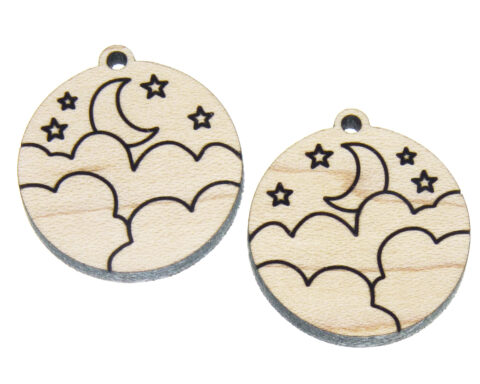 Cloud Moon and Stars Wood Jewelry Blanks