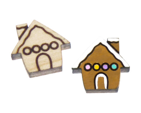 Gingerbread House Wood Stud Earring Blanks