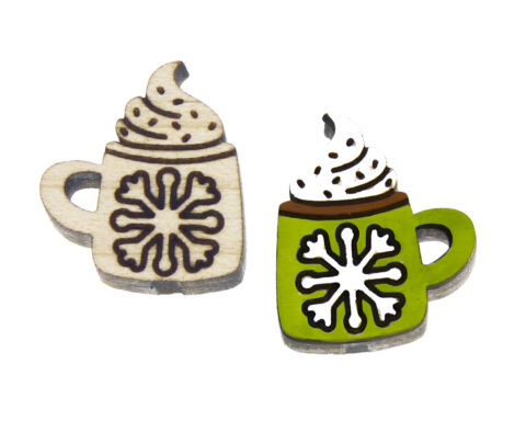 Hot Cocoa Cup Wood Stud Earring Blanks