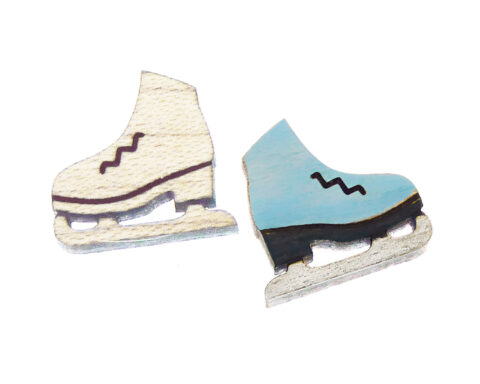 Ice Skates Wood Stud Earring Blanks