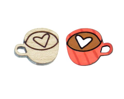 Coffee (with heart) Wood Stud Earring Blanks