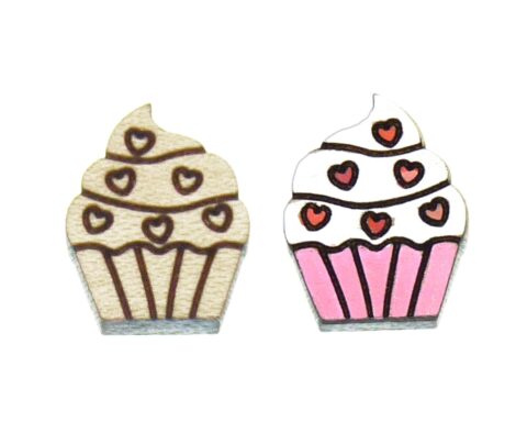 Cupcakes (Hearts) Wood Stud Earring Blanks