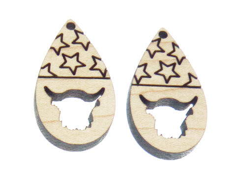 Highland Cow (cutout) Wood Jewelry Blanks