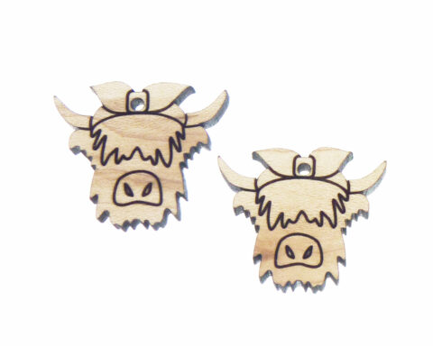 Highland Cow (bow) Wood Jewelry Blanks
