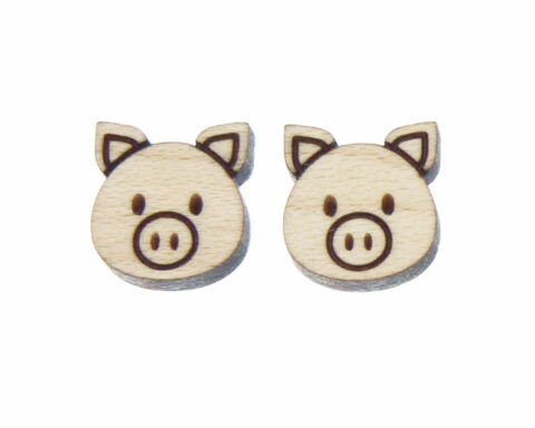 Pig (face) Wood Stud Earring Blanks