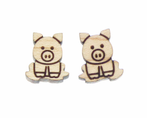 Pig in Mud Wood Stud Earring Blanks