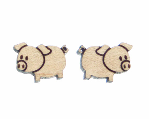 Pig (full) Wood Stud Earring Blanks
