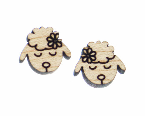 Sheep D3 (flower) Wood Stud Earring Blanks