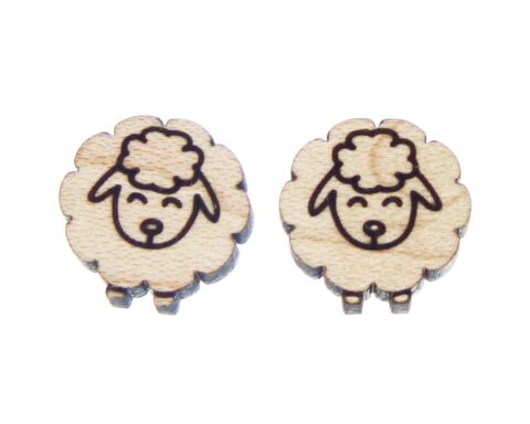 Sheep D3 Wood Stud Earring Blanks