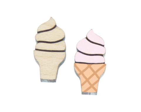 Ice Cream Cone 2 Wood Stud Earring Blanks