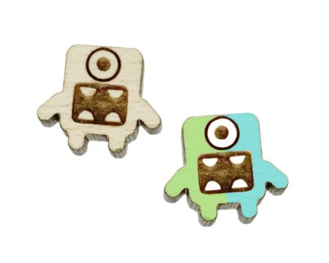 Cute Monster 1 Wood Stud Earring Blanks