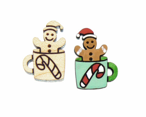 Gingerbread in Cup 1 Wood Stud Earring Blanks