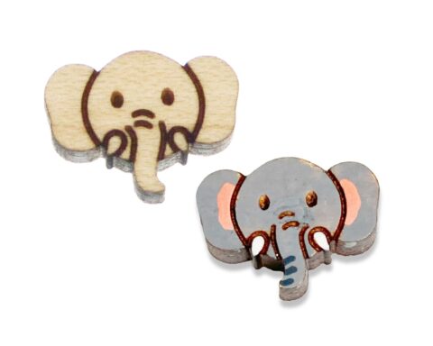 Elephant Face 2 Wood Stud Earring Blanks