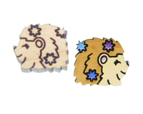 Hedgehog Wood Stud Earring Blanks