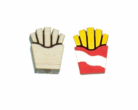 French Fries Wood Stud Earring Blanks