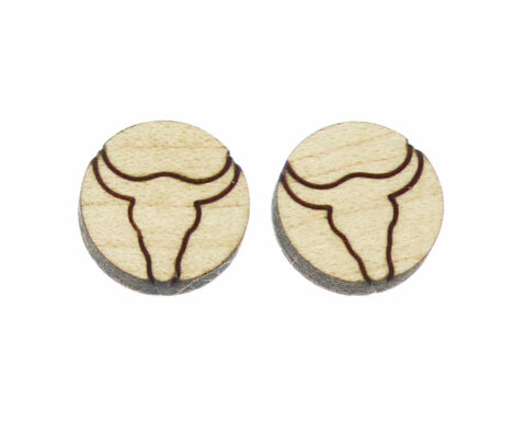 Longhorn (circle) Wood Stud Earring Blanks