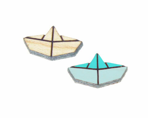 Origami Boat Wood Stud Earring Blanks