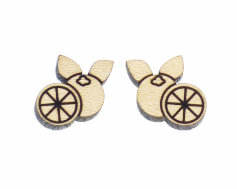 Orange 3 Wood Stud Earring Blanks