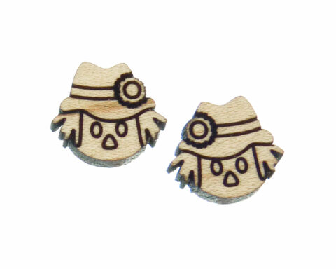 Scarecrow Face Wood Stud Earring Blanks