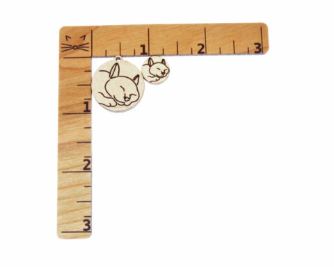 Sleeping Cat (circle) Wood Stud Earring Blanks